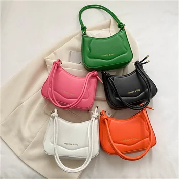 Új PU bőr hónalj csomag koreai egyszínű népszerű egyvállú kézitáska színes négyzet alakú mobiltelefon-táska nőknek