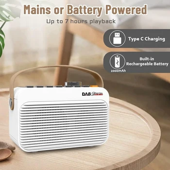 1 darab hordozható újratölthető DAB rádió Bluetooth / U lemezzel kettős ébresztőóra DAB + FM digitális rádió otthonra, utazásra