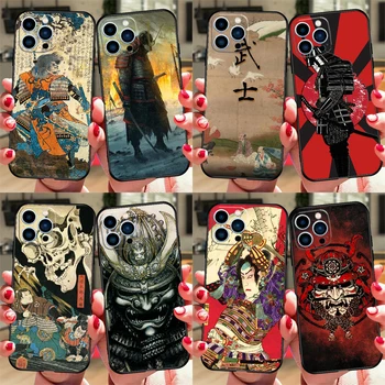 Japán szamuráj művészeti tok iPhone 15-höz 13 14 Pro 12 11 14 Pro Max 7 8 Plus XR XS Max X 12 13 Mini SE2 fedőhéj