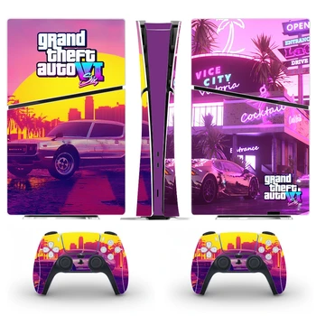 Grand Theft Auto VI GTA 6 PS5 vékony digitális bőr matrica matrica borító konzolhoz és 2 vezérlőhöz Új PS5 vékony bőr vinil