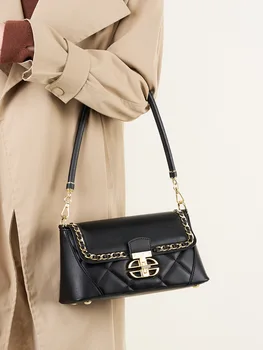 Női marhabőr válllánc táska fülke új valódi bőr hímzett kis négyzet alakú táska luxus cross-body hónalj női táskák