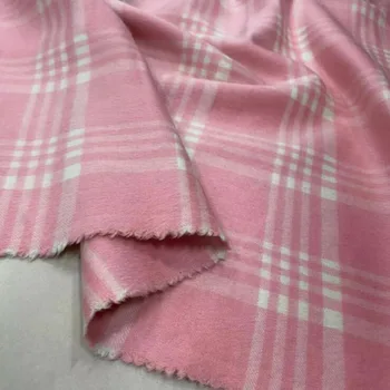 Jó brit stílus Sűrített 10%Kasmír 90%Gyapjúszövet Rózsaszín kockás mintás Szőtt Varróanyag DIY divat Széldzseki / kabát