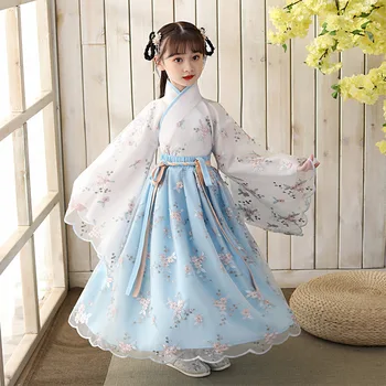 Újévi ruhák Lányok karácsonyi ruha Kínai Hanfu hercegnő Gyerekek Tündér népi öv Gyerekek tánc Keleti jelmez Hivatalos ruhák