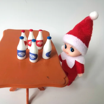 1:12 6 db/szett Babaház Mini tejesüveg miniatűr piros kék ital fotómodell palack