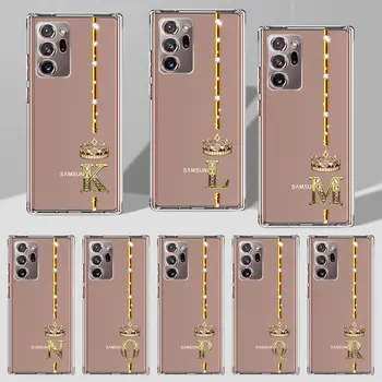 Gold 26 betűs gyémántkorona Coque Samsung Galaxy Note 20 Ultra 5G 10 Plus 9 8 átlátszó TPU telefontok S23 S22 S21 tok