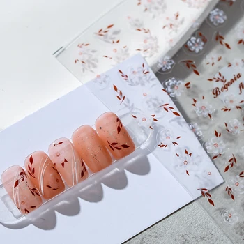 Begónia virágok Körömművészeti dekorációk Matricák Rózsa cseresznyevirágok Napraforgó 3D öntapadó körömmatricák Nagykereskedelmi dropshipping