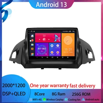 A Ford Kuga Escape 2013-2016 android 13 autórádió multimédia videó lejátszó navigáció sztereó GPS WiFi + 4G QLED képernyő BT Carplay